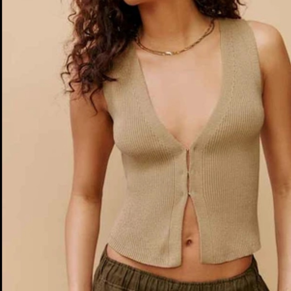 Reformation Myrtle Cotton Sweater Vest Sz L